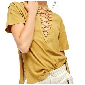 We the Free Lace Up Caged Short Sleeve Tee Size L B8